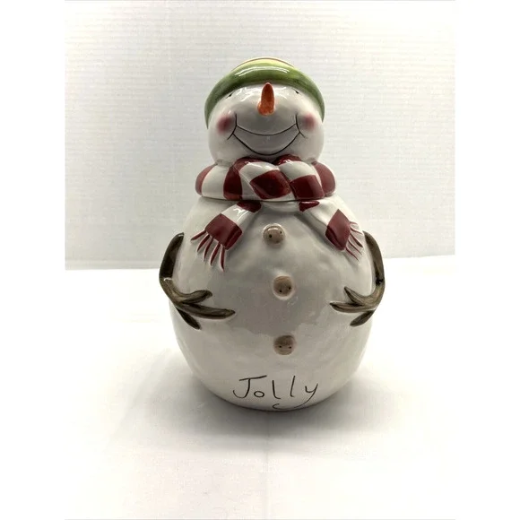 Oneida Snowman Ceramic Cookie Jar with Stocking Hat and Scarf 12" High READ - Picture 1 of 11